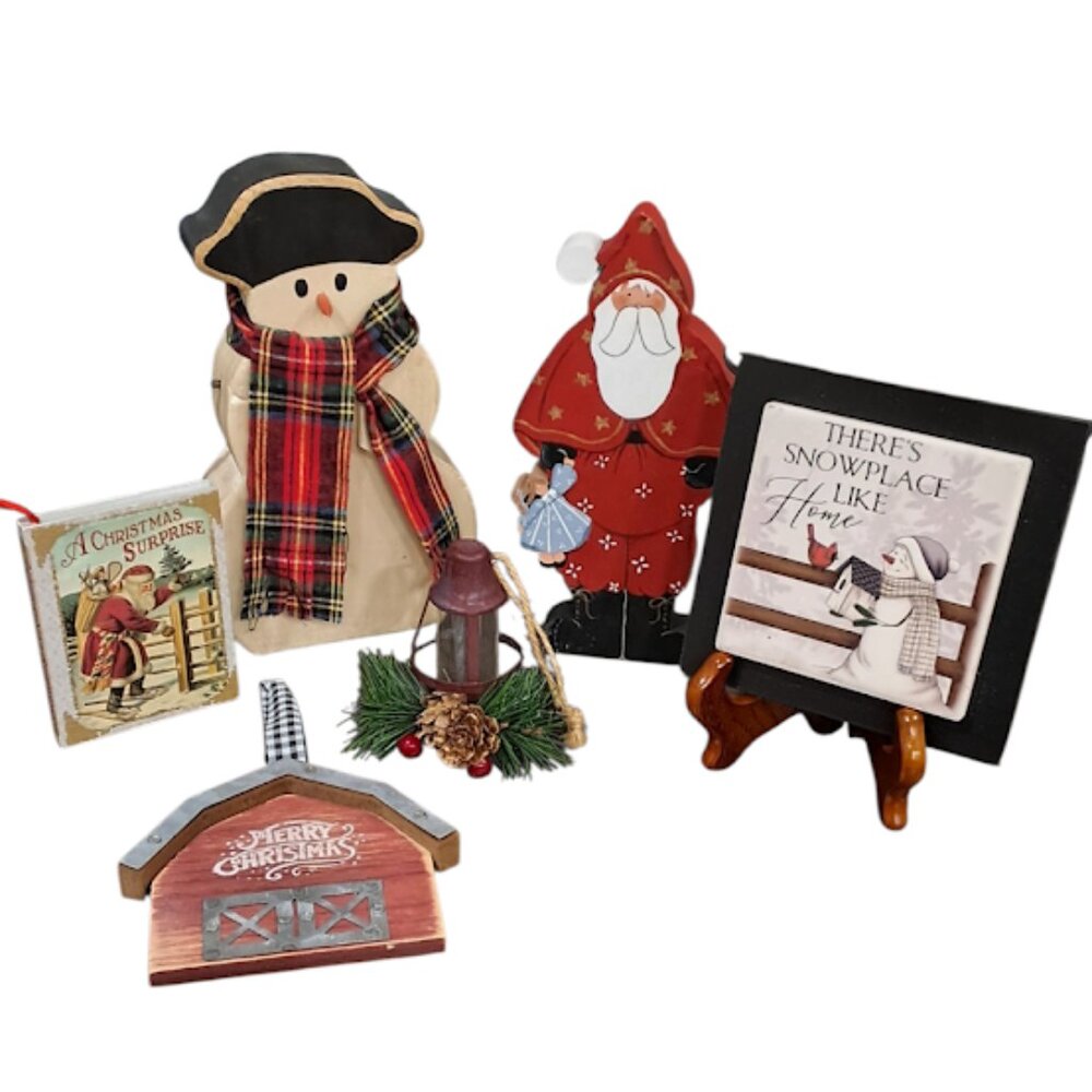 Set of 6 Country Folk Art Ornaments - Picture 2 of 15